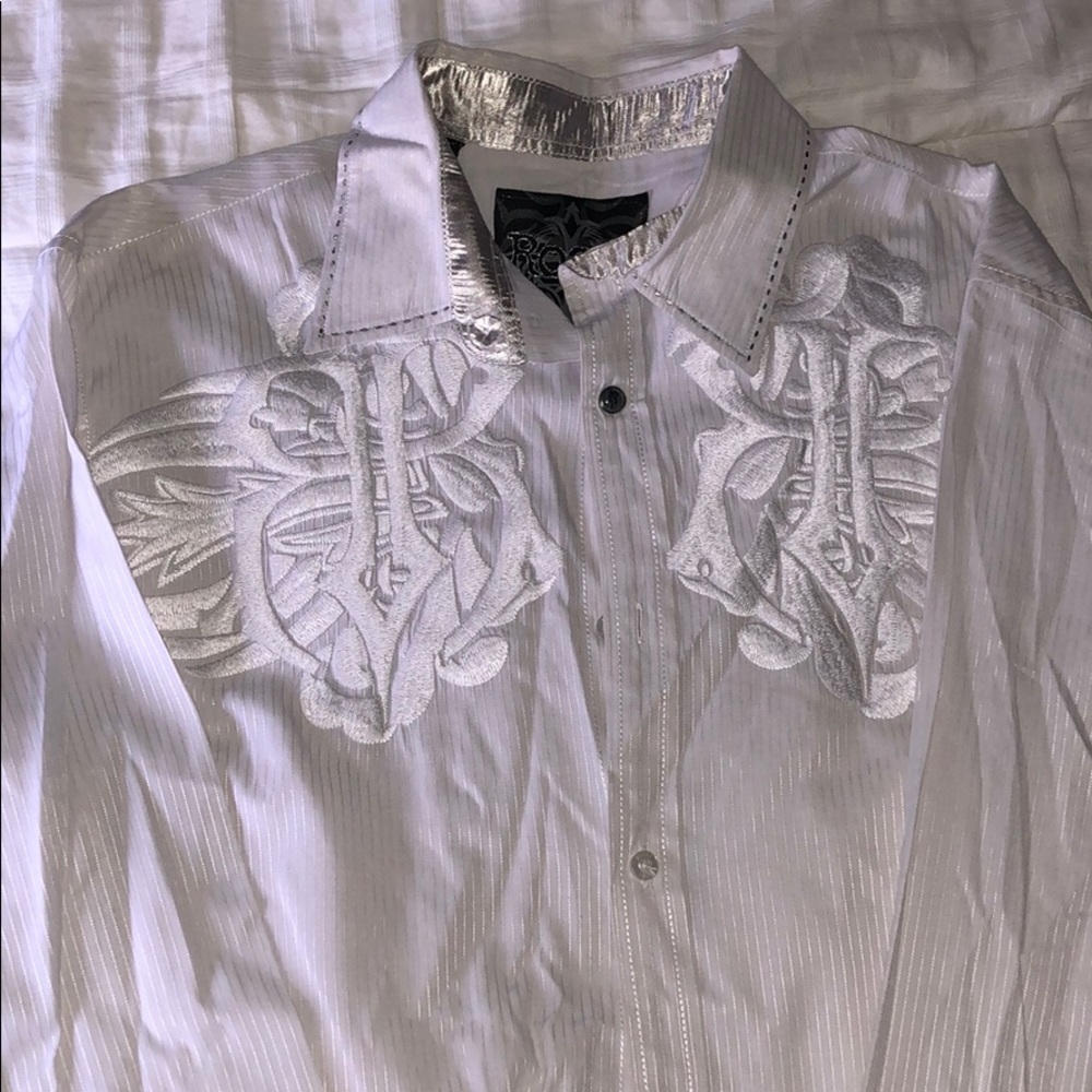 All White roar dress shirt